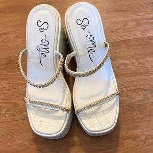 So Me Women's Sandals in Cream with Gold Details